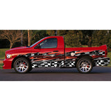 Tribal Racing Flag Truck Graphics, Tribal Checkered Flag Truck Side Full Color Vinyl Sticker
