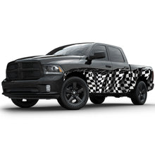 Load image into Gallery viewer, Checkered Flag Truck Graphics, Checkered Flag Truck Side Full Color Vinyl Sticker, Racing Flag Truck Vinyl Side Graphics, Checkered Flag Car Sticker
