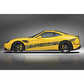 Yellow Tribal Car Wrap, Yellow Tribal Car Decal, 3D Tribal Car Sticker, 3D Yellow Tribal Car Graphics, 3D Tribal Racing Stripes Vinyl Decal