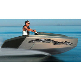 Yacht Tribal Street Racing Graphic Vinyl Decal, Tribal Boat Full Color Vinyl Sticker, Watercraft Vinyl Speed Boat Graphics Decal