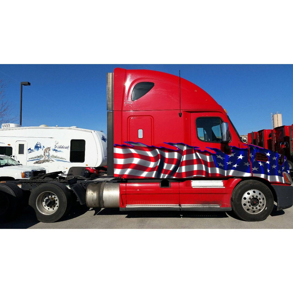 USA Flag Truck Graphics, USA Flag Truck Side Full Color Vinyl Sticker, USA Flag Truck Vinyl Side Graphics, American Flag Car Sticker