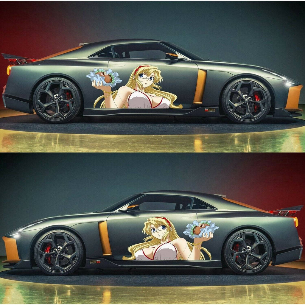 Sexy Anime Girl Car Wrap, Sticker, Anime Girls Stickers, Manga Theme Side Car Wrap