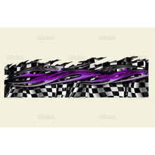 Load image into Gallery viewer, Purple Tribal Checkered Flag Truck Graphics, Tribal Checkered Flag Truck Side Full Color Vinyl Sticker, Tribal Racing Flag Truck Vinyl Side Graphics, Tribal Flag Car Sticker