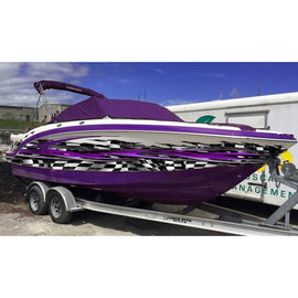 Tribal Flag Boat Vinyl Graphics, Tribal Flag Watercraft Graphics Full Color Racing Stripes, Tribal Racing Flag Boat Sticker, Checkered Flag Wrap, Cigar Boat Graphics Vinyl Decal