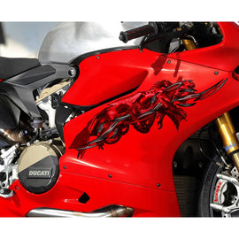 Red Dragon Bike Sticker, Dragon Dirt Bike Full Color Vinyl Sticker, Tribal Dragon Sport Bike Decal, Tribal Dragon Bike Decal, Tribal Dragon Bike Vinyl Graphics, Tribal Dragon Bike Tank Sticker