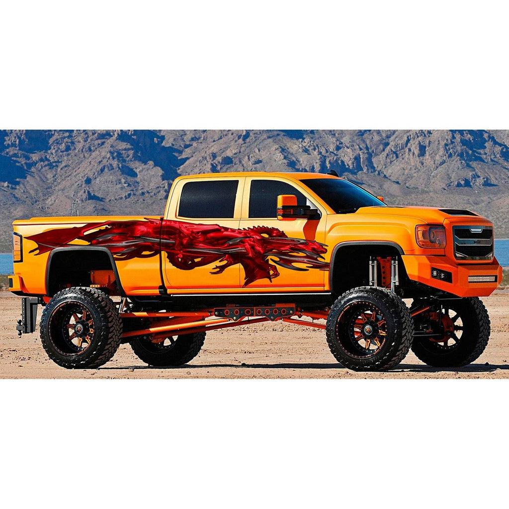 Red Dragon Full Color  Truck Side Graphics, Tribal Dragon 3D Truck Vinyl, Tribal Dragon Truck Side Graphics, Tribal Dragon Truck Vinyl, Tribal Dragon Truck Decal, Tribal Dragon Truck Sticker
