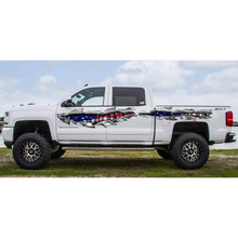 Load image into Gallery viewer, Ripped Metal USA Flag Truck Graphics, USA Flag Truck Side Full Color Vinyl Sticker, USA Flag Truck Vinyl Side Graphics, American Flag Car Sticker