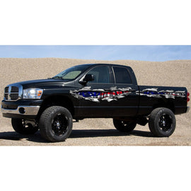 Ripped Metal USA Flag Truck Graphics, USA Flag Truck Side Full Color Vinyl Sticker, USA Flag Truck Vinyl Side Graphics, American Flag Car Sticker