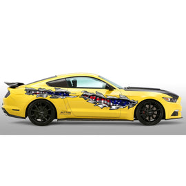 Ripped Metal USA Flag Car Wrap, USA Flag Ripped Metal Car Graphics, USA Flag Vinyl Car Decal, USA Flag Car Vinyl Sticker, USA Flag Car Side Graphics