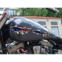 Load image into Gallery viewer, Ripped Metal Full Color Bike Decal, USA Flag Chopper Vinyl, USA Flag Crotch Rocket Graphics