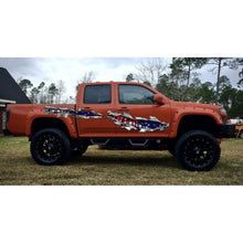 Load image into Gallery viewer, Ripped Metal USA Flag Truck Graphics, USA Flag Truck Side Full Color Vinyl Sticker, USA Flag Truck Vinyl Side Graphics, American Flag Car Sticker