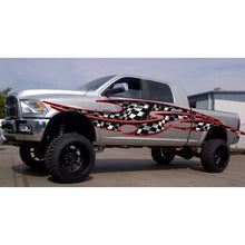 Load image into Gallery viewer, 3D Tribal Checkered Flag Truck Wrap, Tribal Checkered Flag Truck Graphics, Tribal Checkered Flag Truck Side Full Color Vinyl Sticker, Tribal Checkered Flag Truck Vinyl Side Graphics, Tribal Car Sticker