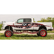 Load image into Gallery viewer, 3D Tribal Checkered Flag Truck Wrap, Tribal Checkered Flag Truck Graphics, Tribal Checkered Flag Truck Side Full Color Vinyl Sticker, Tribal Checkered Flag Truck Vinyl Side Graphics, Tribal Car Sticker