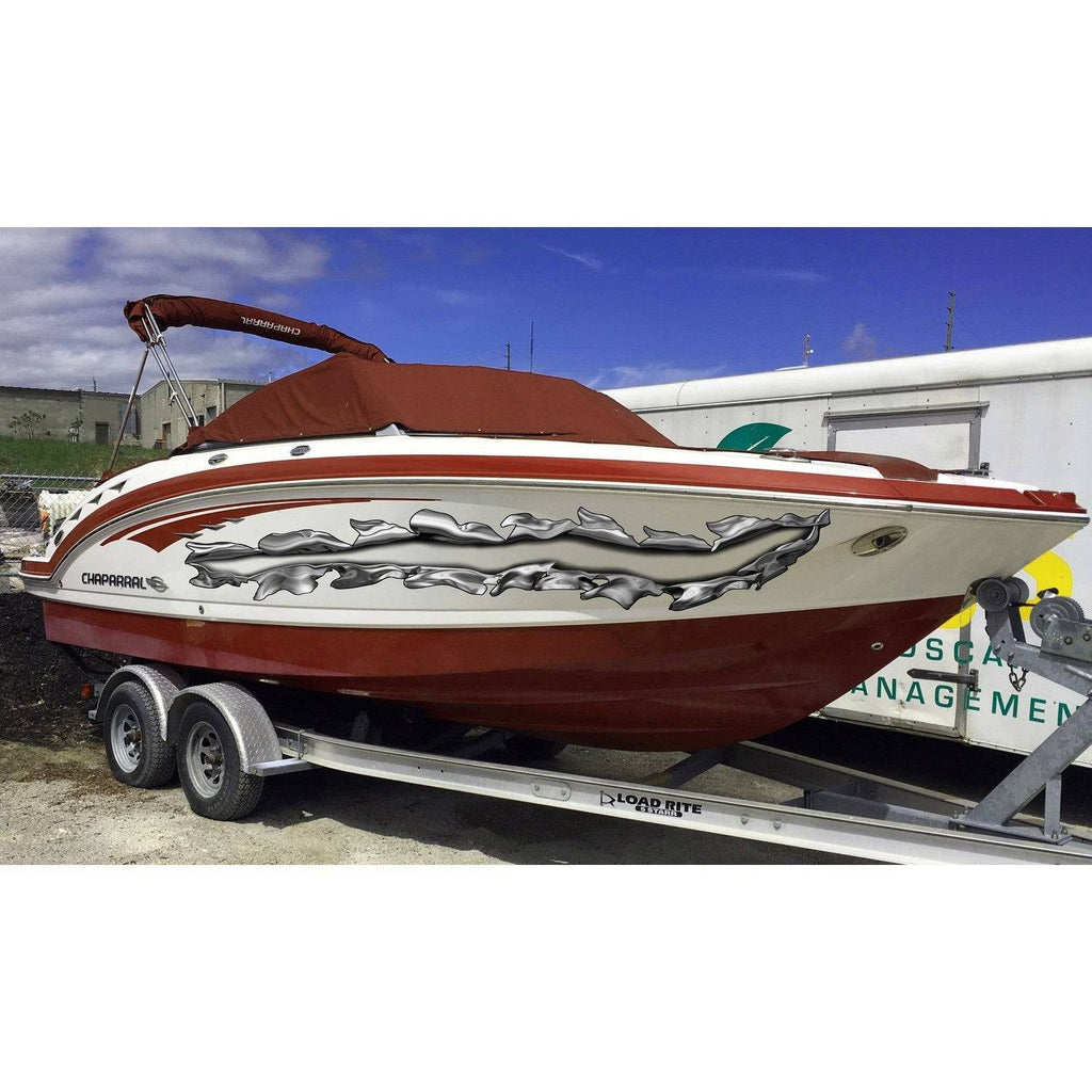Ripped Metal Boat Graphics, Ripped Metal Boat Decal, Ripped Metal Boat Sticker, Ripped Metal Boat Vinyl Graphics