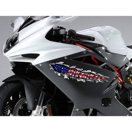 Ripped Metal USA Flag Bike Decal, USA Flag Chopper Vinyl Graphics, USA Flag Crotch Rocket Sticker, USA Flag Motorcycle Vinyl Decal