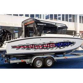 USA Flag Boat Wrap, US Flag Boat Vinyl, US Flag Boat Graphics, Full Color USA Flag Boat Decal, Full Color USA Flag Boat Sticker