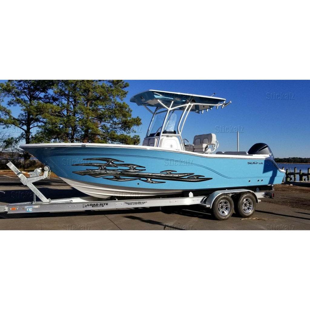 3D Tribal Wrap, Steel Arms Boat Vinyl, Blade Watercraft 3D Graphics Full Color