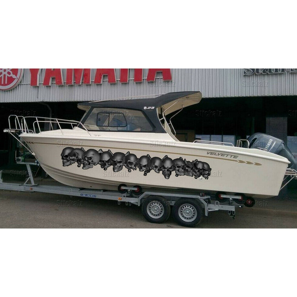 Pirate Skulls Wrap, Scull Boat Vinyl, Scull Watercraft Graphics Full Color