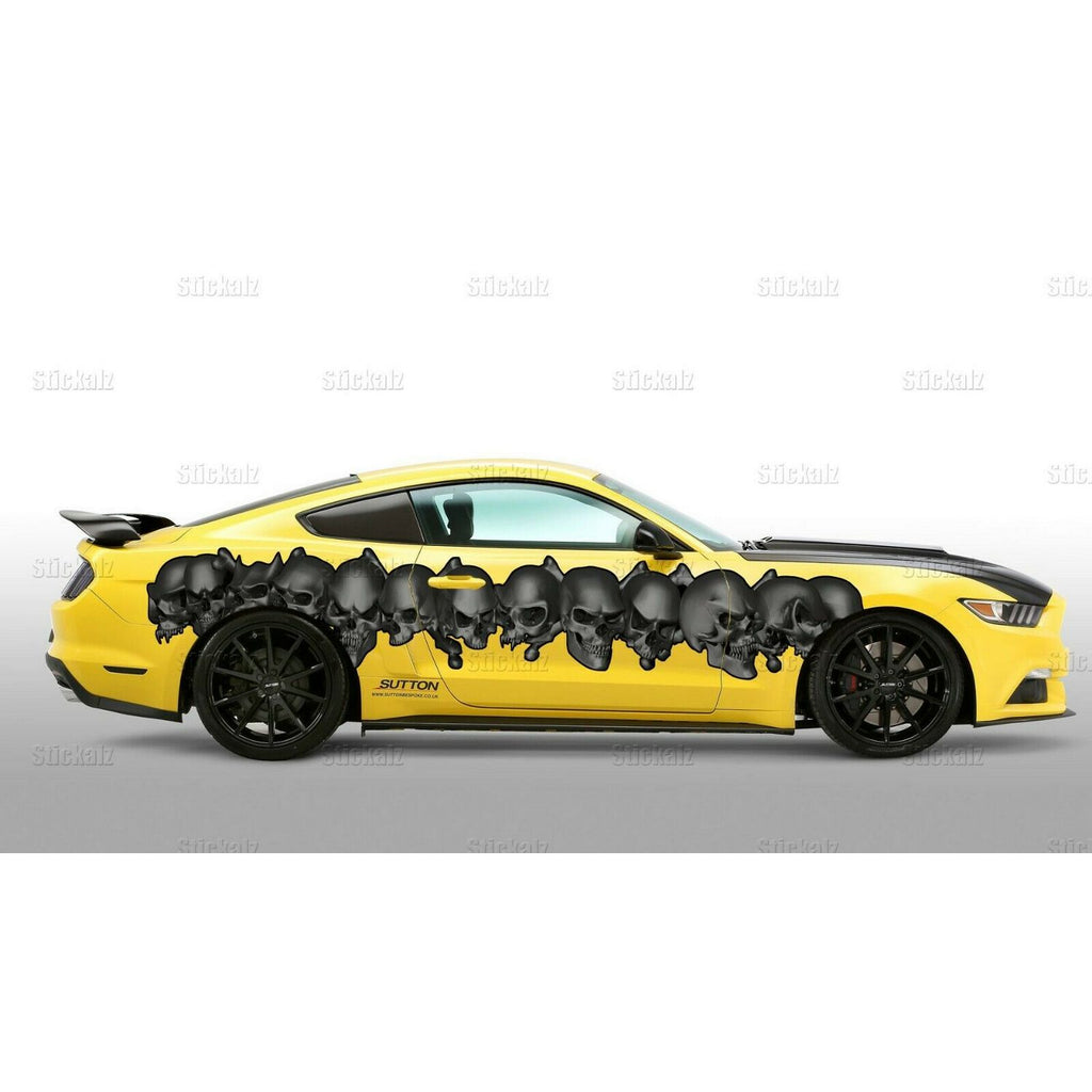 Full Color Car Side Graphics, Scull 3D Сar Vinyl, Scull Car Side Graphics